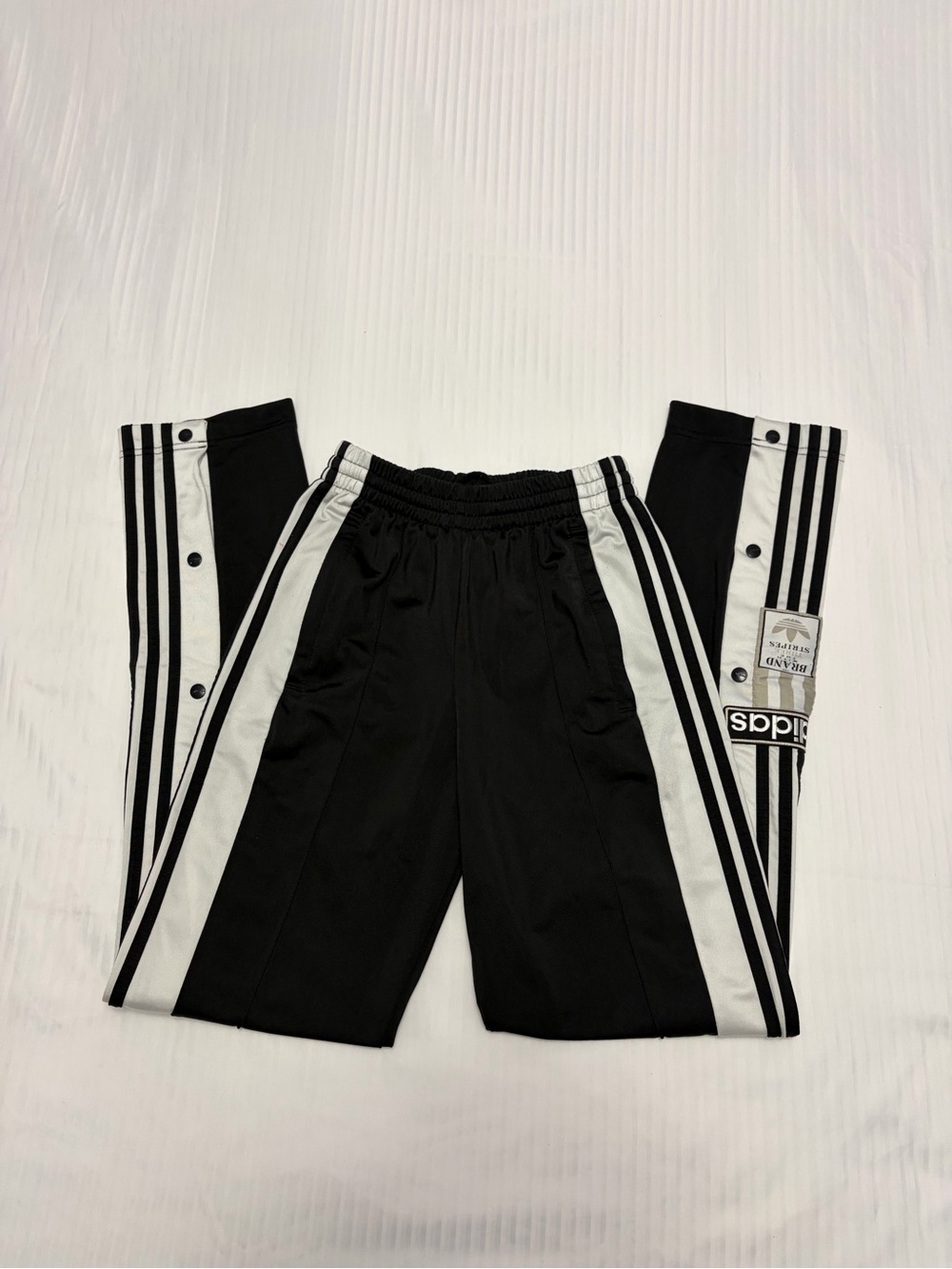 Adidas Black and White Snap-Front Track Pants